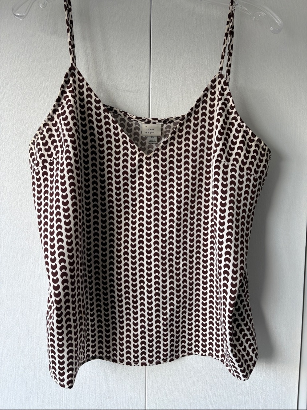 A New Day Brown & White Printed V-Neck Cami size XL